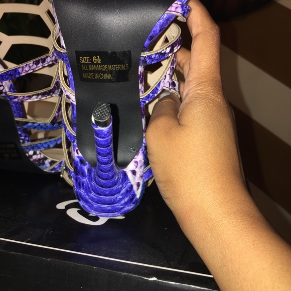 Qupid Blue & Purple Snakeskin Sandal - Picture 5 of 8